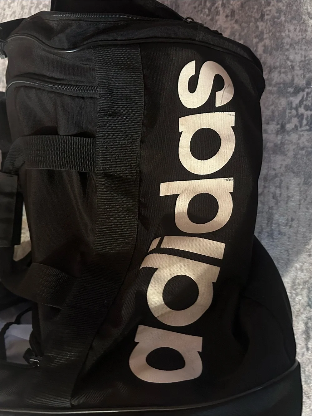 adidas Black Duffel Bag with White Logo